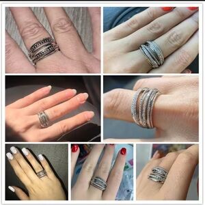 Wedding Bridal Silver Multi-Band Ring